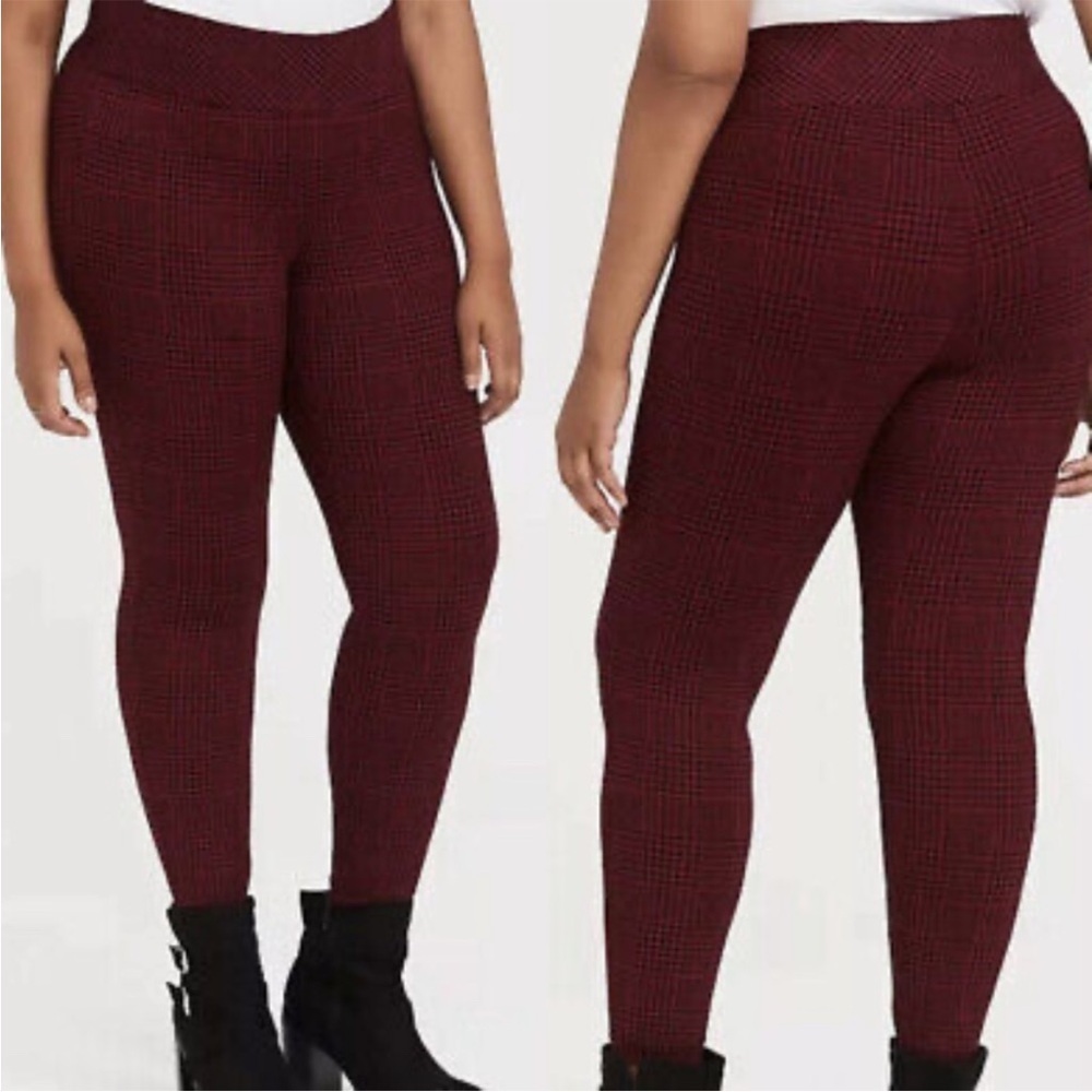 Torrid Red Plaid Houndstooth Pixie Ponte Pants - image 1